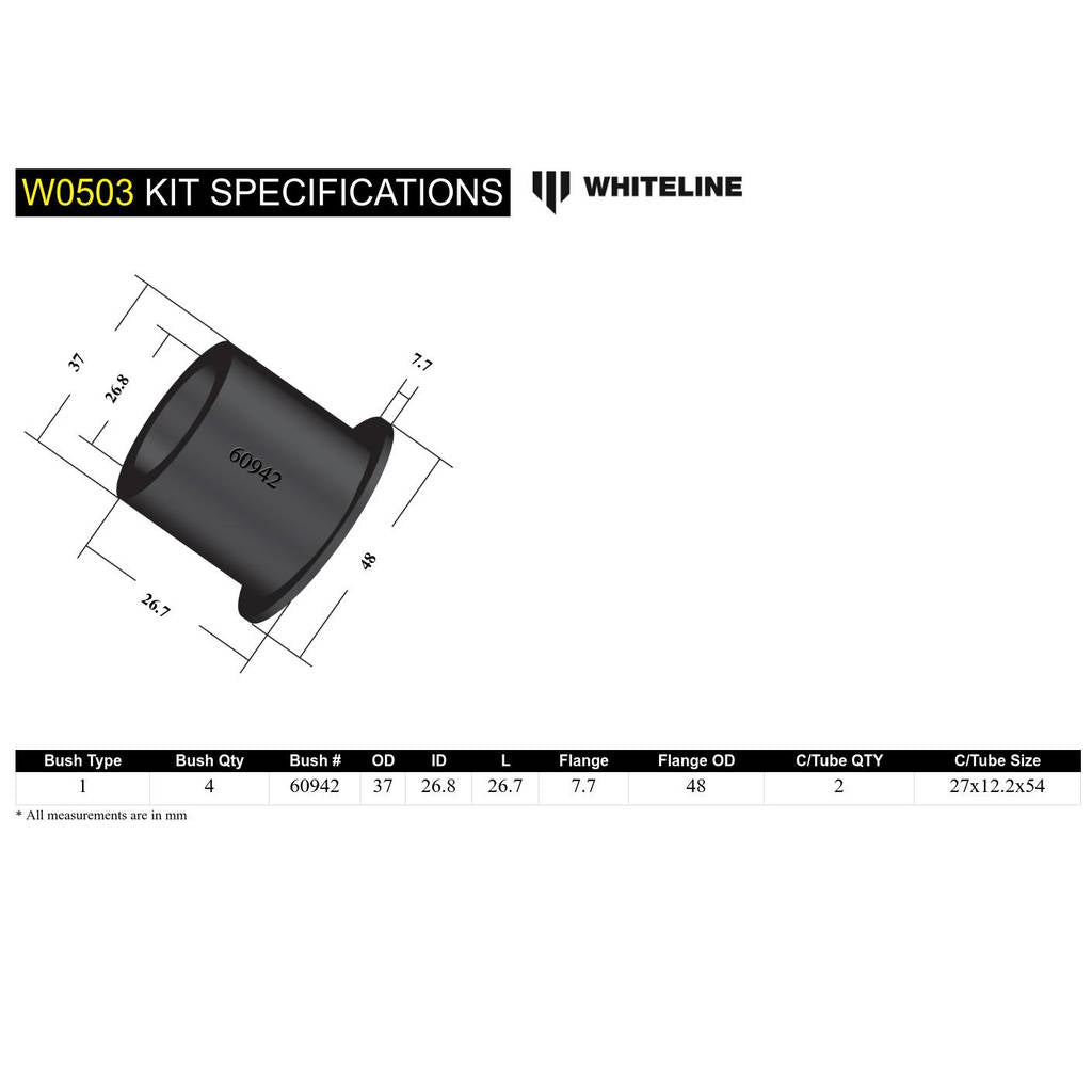 WHITELINE W0503 Комплект внутрішньої передньої втулки переднього нижнього важеля підвіски для Audi/VW PQ35/MQB Fwd/Awd Photo-5