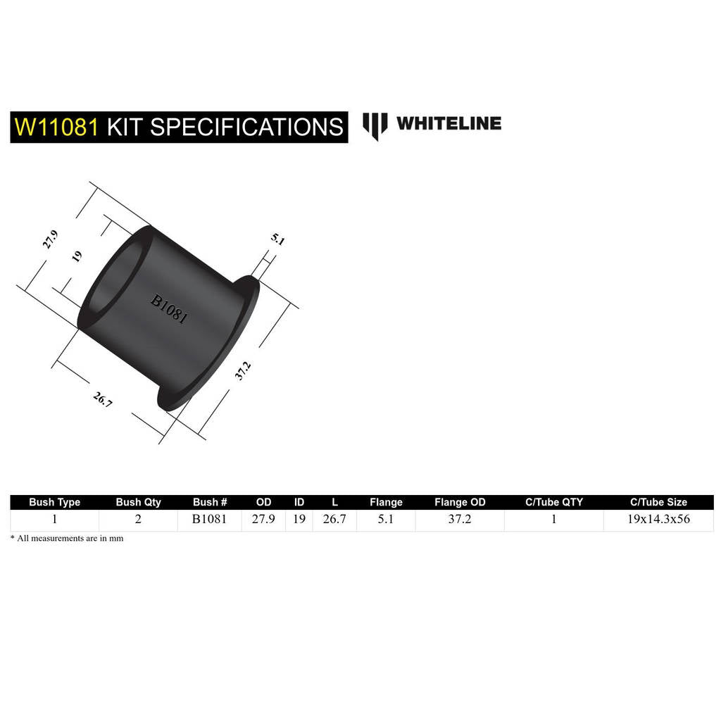 WHITELINE W11081 Комплект втулок переднього маятникового важеля рульового керування для Toyota Celica/Corona Photo-3