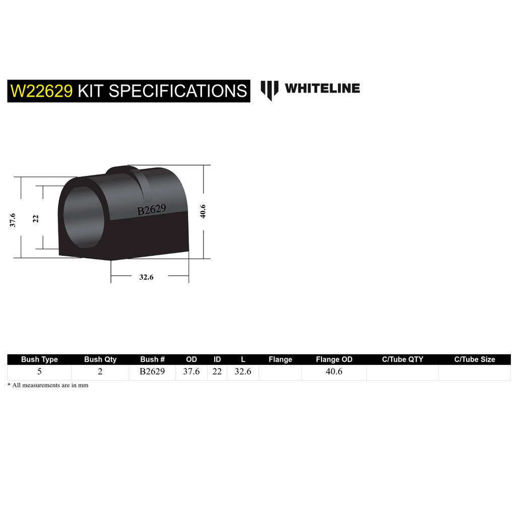 WHITELINE W22629 Комплект втулок стабілізатора поперечної стійкості Photo-5