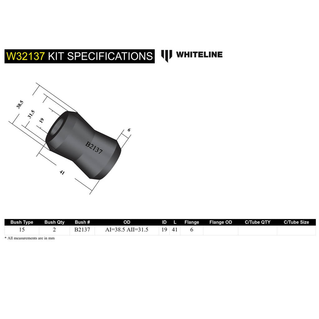 WHITELINE W32137 Комплект нижньої втулки заднього амортизатора для Toyota Land Cruiser 80/105 Series Photo-4