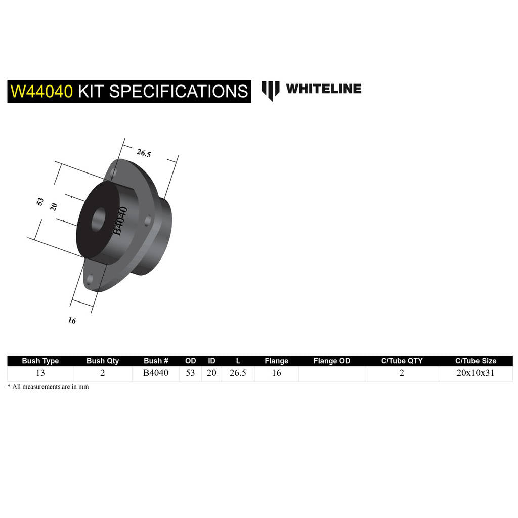 WHITELINE W44040 Комплект задньої опори стійки для BMW 3 Series, M3/Z3 Photo-5