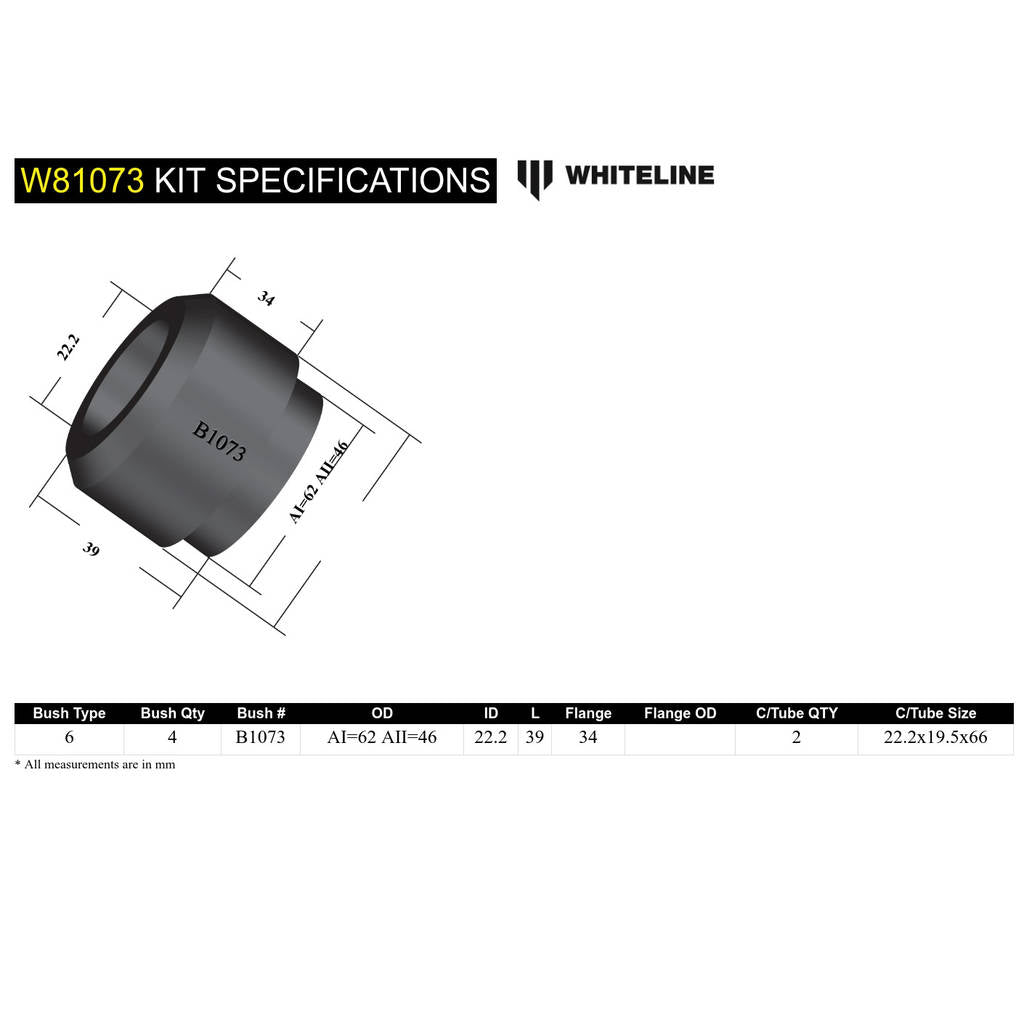 WHITELINE W81073 Втулка тяги стійки до кузова Photo-3