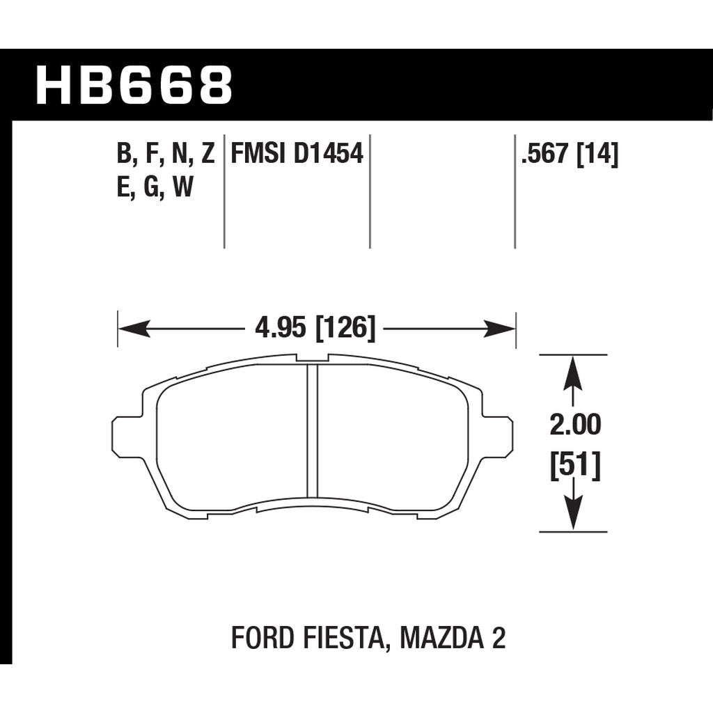 HAWK HB668U.567 Гальмівні колодки Motorsports DTC-70 передні для FORD Fiesta S/SE 2016-2019 Photo-2