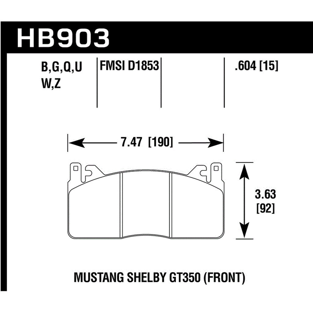 HAWK HB903W.604 Гальмівні колодки Motorsports DTC-30 передні для FORD Mustang Shelby GT350R/Shelby GT350 2015-2019 Photo-2
