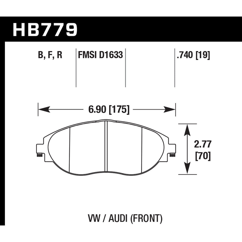 HAWK HB779W.740 Гальмівні колодки Motorsports DTC-30 передні для AUDI S3 2015-2019/VW Golf R 2015+/GTI Sport 2017+ Photo-2