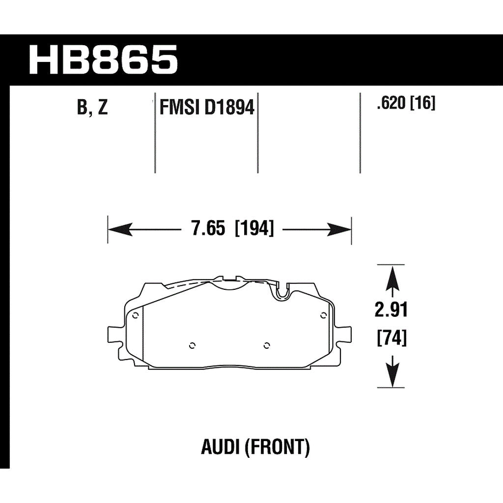 HAWK HB865B.620 Передні гальмівні колодки Street HPS 5.0 для AUDI RS4, RS5, A4 B9, A5 F53, Q5 FYB, Q7 4MB, (Akebono) Photo-2