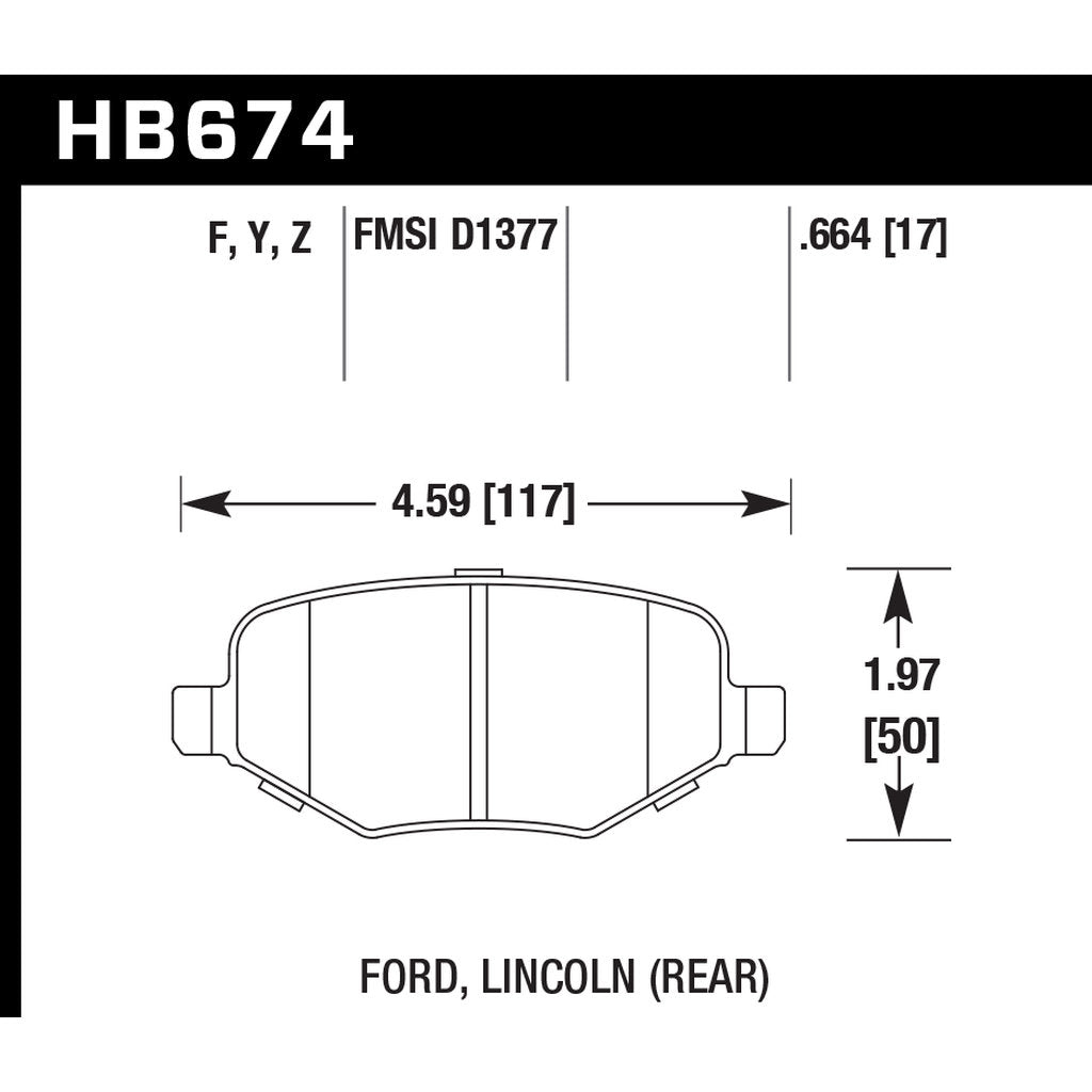HAWK HB674B.664 Гальмівні колодки Street HPS 5.0 задні для FORD Explorer 2016 HD Brakes Photo-2