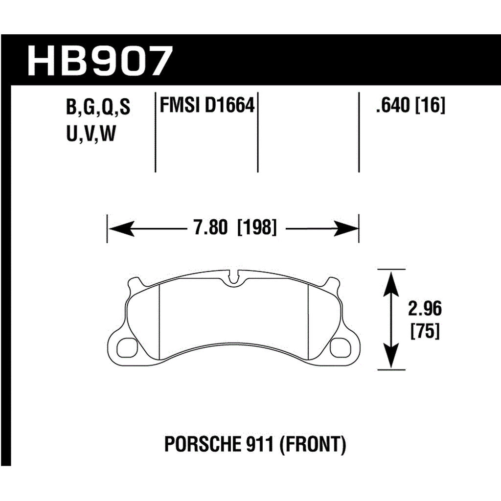 HAWK HB907G.640 Гальмівні колодки Motorsports DTC-60 передні для PORSCHE 911 Carrera 4 GTS/S 2013-2016 Photo-2