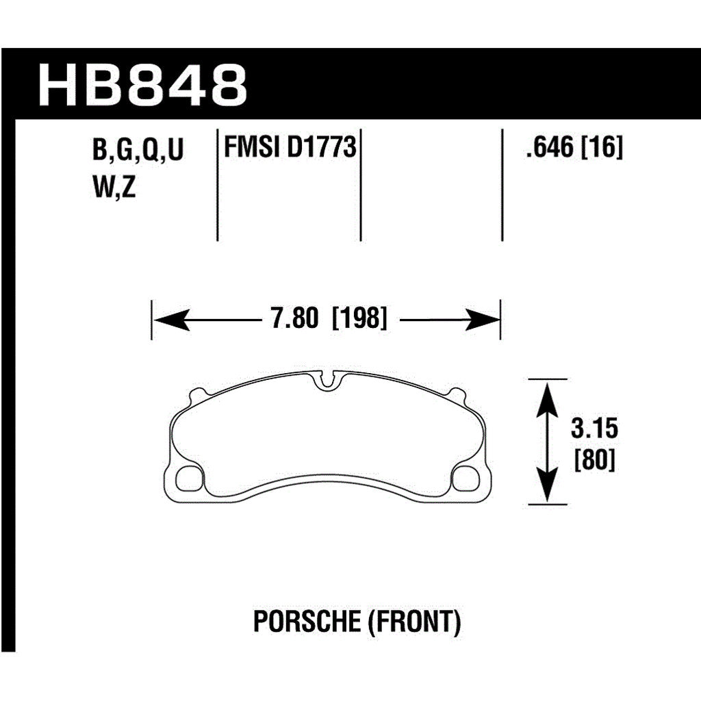 HAWK HB848G.646 Гальмівні колодки Motorsports DTC-60 передні для PORSCHE 911 GT3/GT3 RS/Cayman GT4 2016-2018 Photo-2