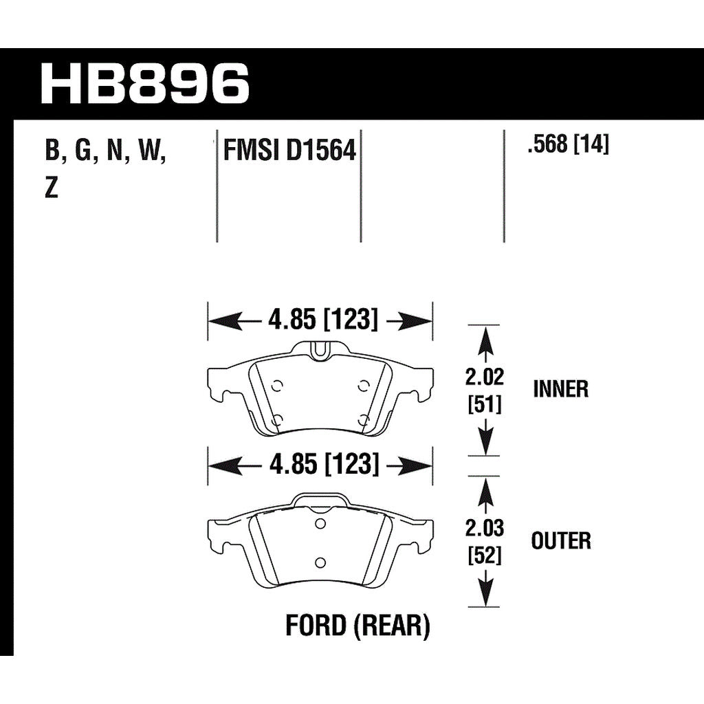 HAWK HB896W.568 Гальмівні колодки Motorsports DTC-30 задні для FORD Focus RS 2016-2018 Photo-2