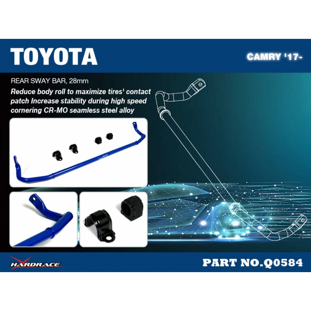 HARDRACE Q0584 Стабілізатор задній 28mm для TOYOTA CAMRY '17 - Photo-1