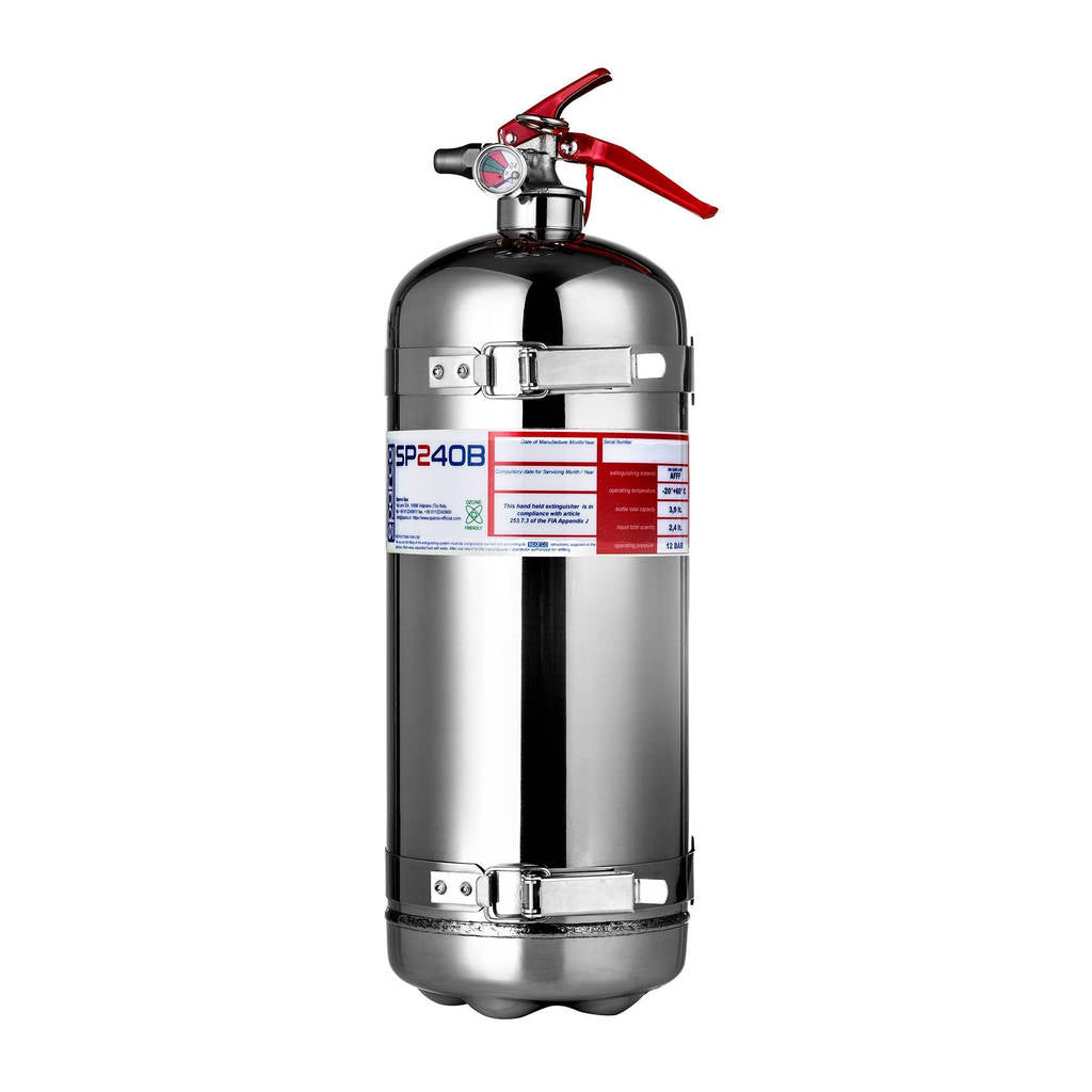 SPARCO 014773BXL24 Вогнегасник, піна AFFF, вис. 345 мм, діам. 130 мм, 2.4 л, 4.5 кг, нерж. сталь Photo-1
