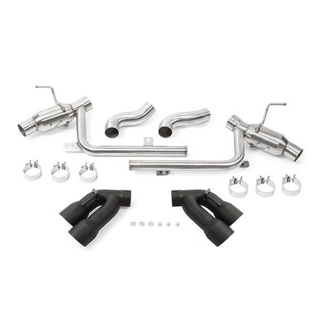 MISHIMOTO MMEXH-CAM8-16AQTPBK Вихлопна система Axle-Back Quad-Tip Pro для CHEVROLET Camaro SS, 2016+, чорні насадки Photo-0