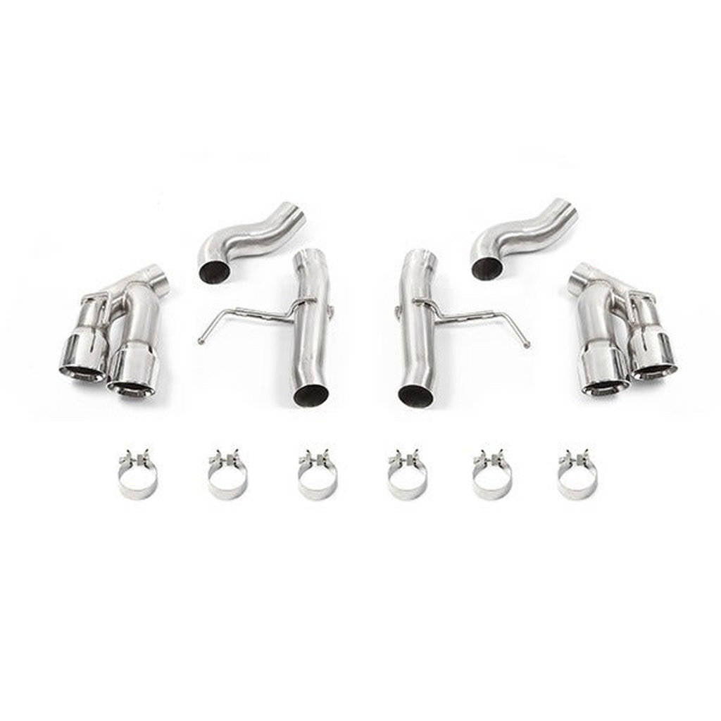 MISHIMOTO MMEXH-CAM8-16AQTRP CHEVROLET Camaro Quad-Tip Race Axle-Back Вихлопна система, 2016+ Поліровані насадки Photo-0