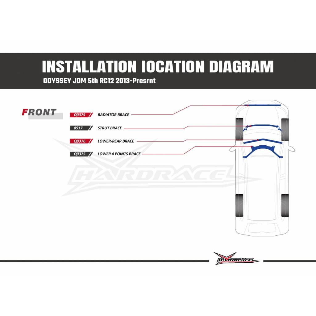 HARDRACE Q0375 Передня нижня скоба для HONDA ODYSSEY RC1/2 13- Photo-1