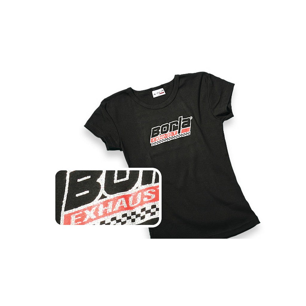 BORLA 21286 ФутболкаS with CHECKERED BORLA LOGO, SCOOP NECK, WOMEN Black, Size Medium Photo-0