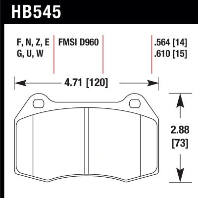 HAWK HB545F.564 Гальмівні колодки передні для NISSAN 350Z with Brembo calipers/INFINITI G37 Photo-1