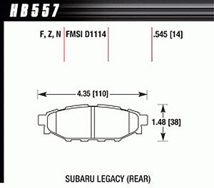 HAWK HB557F.545 Гальмівні колодки задні для SUBARU Forester 2008+ / Impreza WRX 2008+ / Legacy / BRZ Photo-6