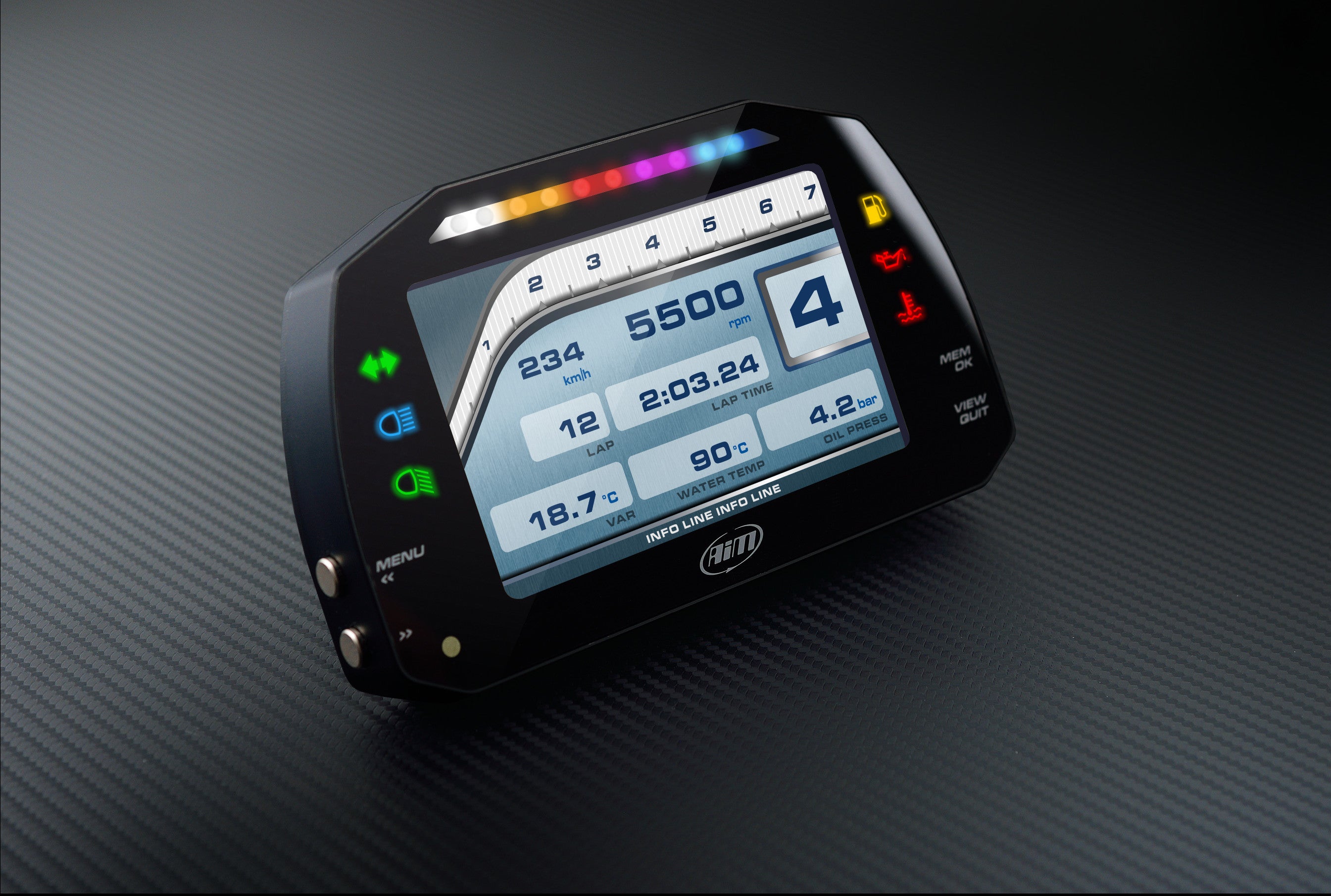 AIM XA3MXSST12I010 Панель приладів MXS 1.2 Strada Icons version з CAN інтерфейсом + RPM Кабель (ECU) Photo-1