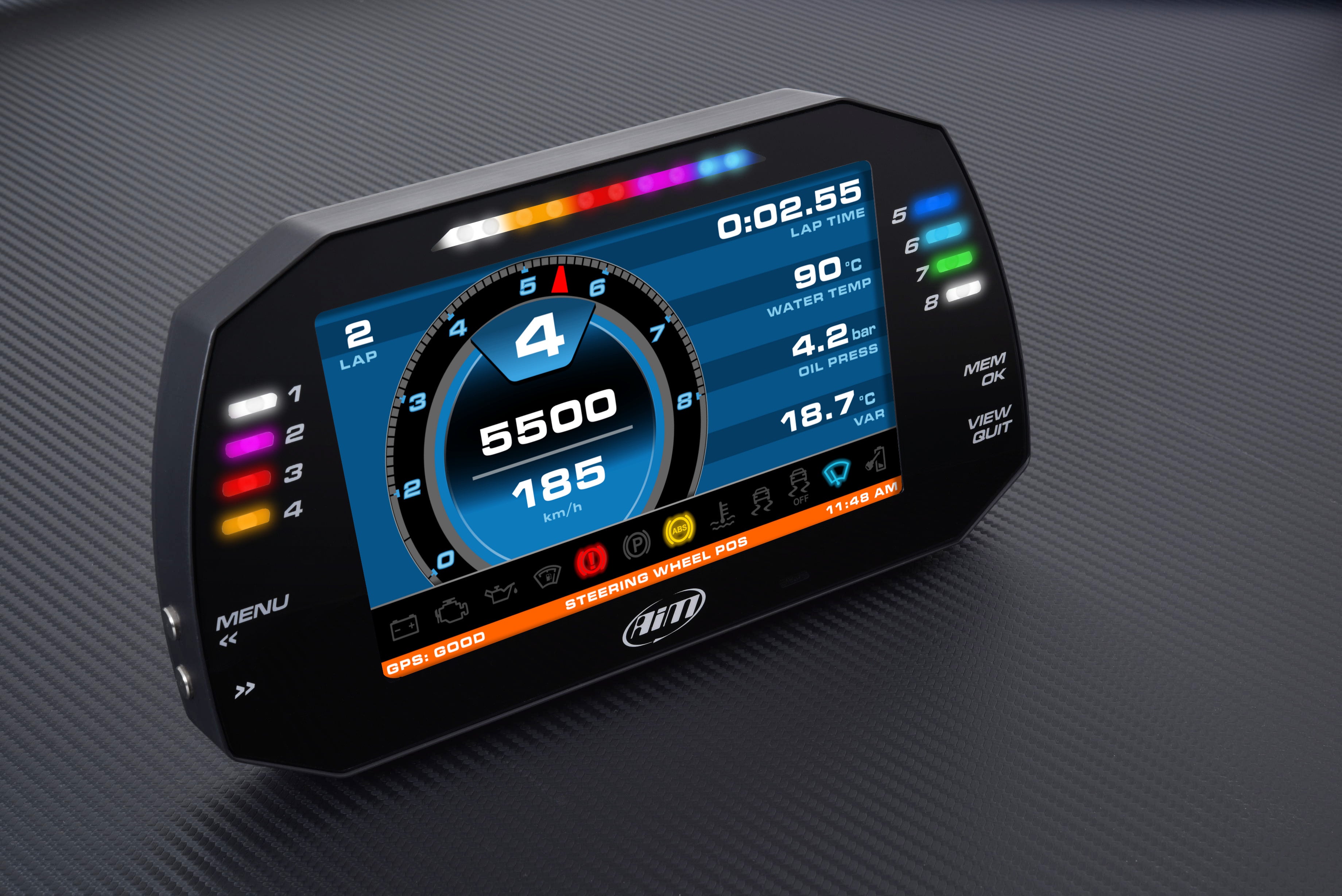 AIM XA8MXGST12A010 Панель приладів MXG 1.2 Strada з CAN інтерфейсом + RPM Кабель (ECU) Photo-2
