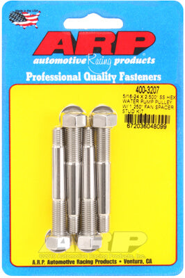 ARP 400-3207 Комплект шпильок шківа водяного насоса 5/16-24 X 2.500 дюйма з нержавіючої сталі, полірований шестигранник (підходить для розпірки вентилятора 1.250 дюйма) Photo-0