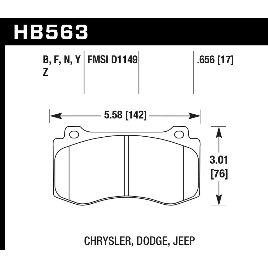 HAWK HB563F.656 Передні гальмівні колодки для DODGE Challenger SRT8/R/T Scat Pack Photo-2