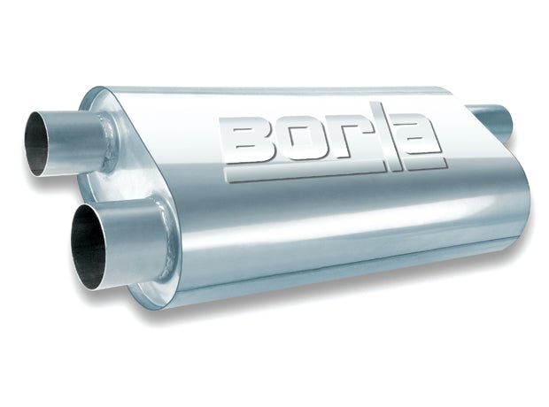 BORLA 40474 Глушник універсальний, овал, сер. Transverse Flow, Вхід 3 "/ Вихід 2х2.5", габ. 19 "x5.5" Photo-0