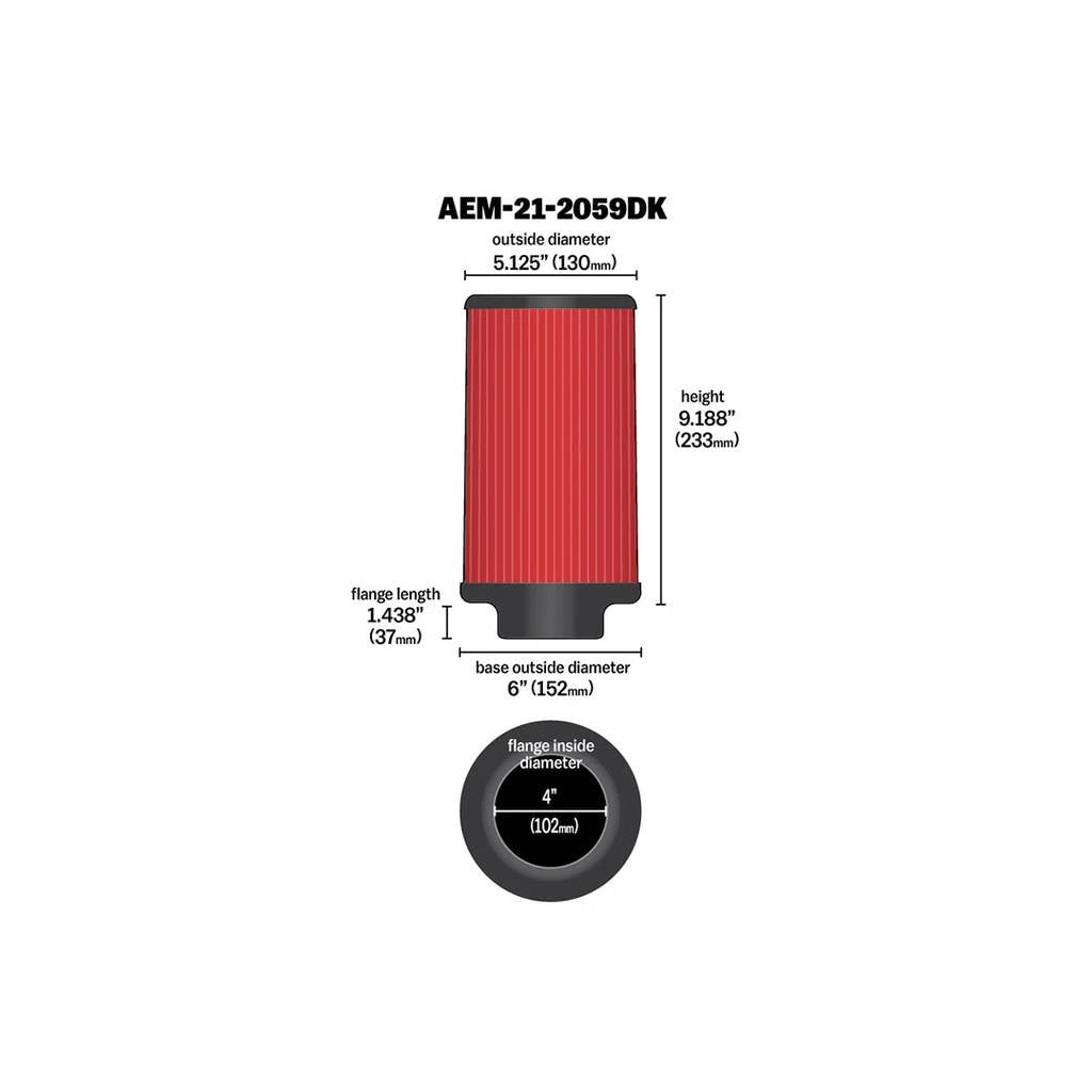 AEM 21-2059DK Повітряний фільтр Dryflow Вхід 102 мм Photo-2