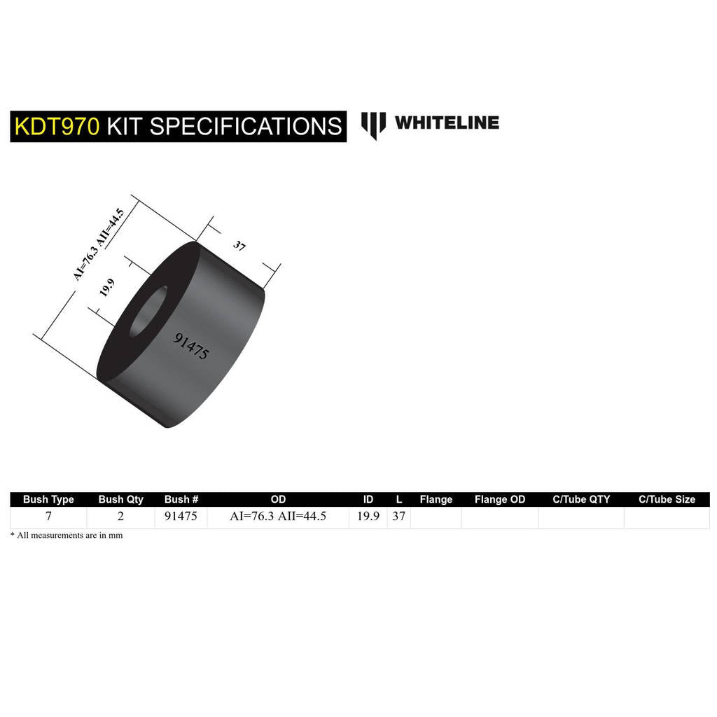 WHITELINE KDT970 Комплект втулок передньої нижньої опори двигуна для Hyundai/Kia Photo-3