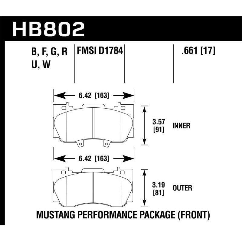 HAWK HB802N.661 Гальмівні колодки Street HP + передні для FORD Mustang EcoBoost/GT 2015-2019 Photo-0