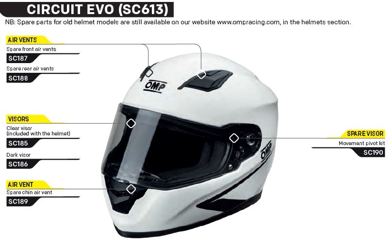 OMP SC0-0188 (SC188) Запасні задні повітроводи для шолома CIRCUIT EVO SC613 Photo-0
