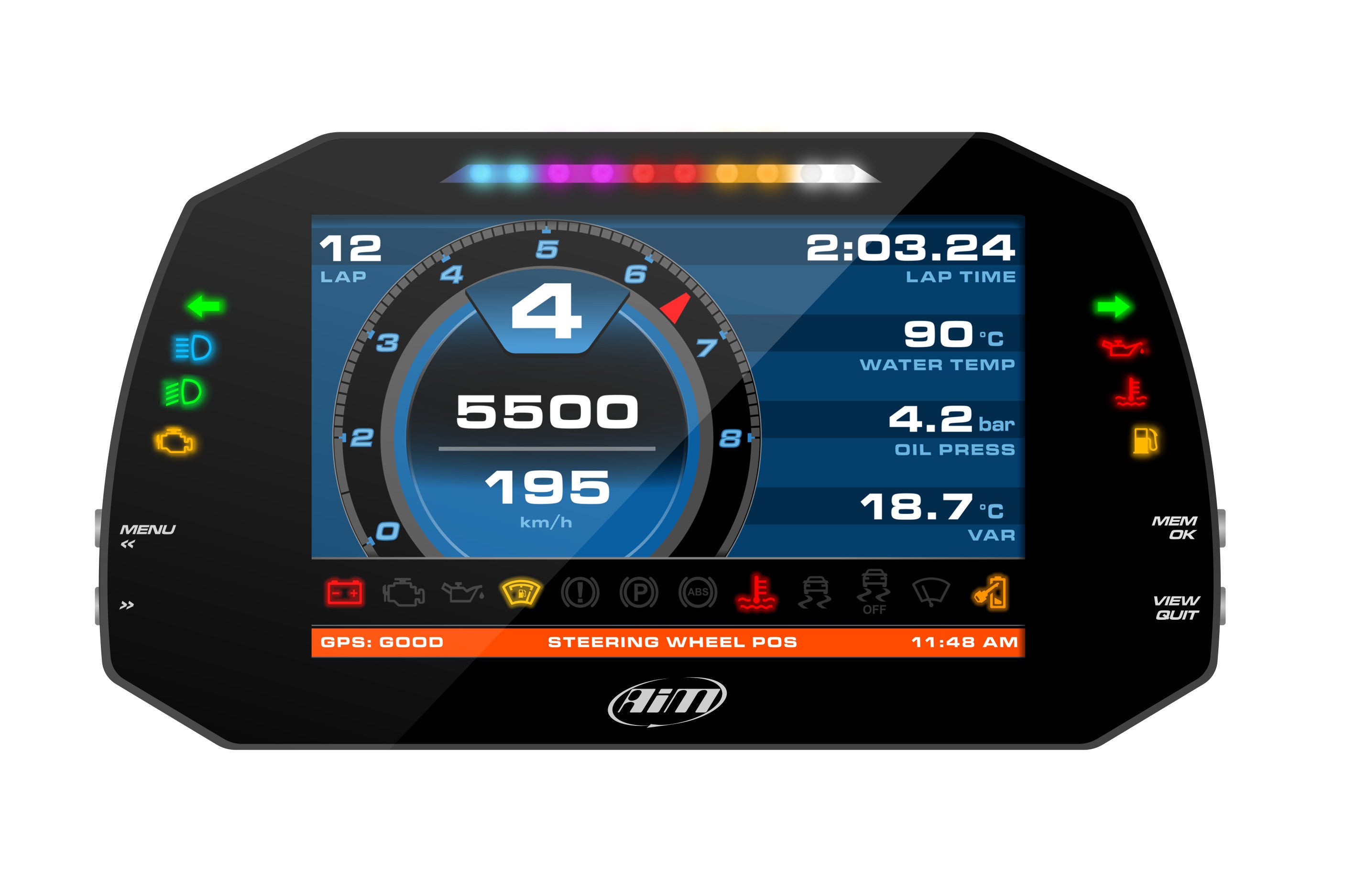AIM XA8MXGST12I020 Панель приладів MXG 1.2 Strada Street icons version з OBD джгутом CAN + K (ECU) Photo-0