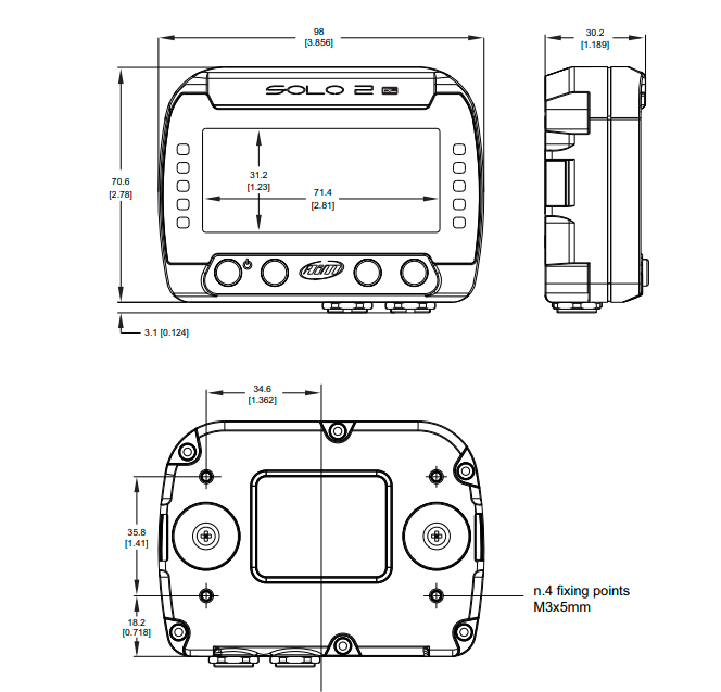 AIM X47SOLO2DL03E0 GPS - Лаптаймер Solo 2 DL RPM + Зовнішній кабель живлення Photo-1