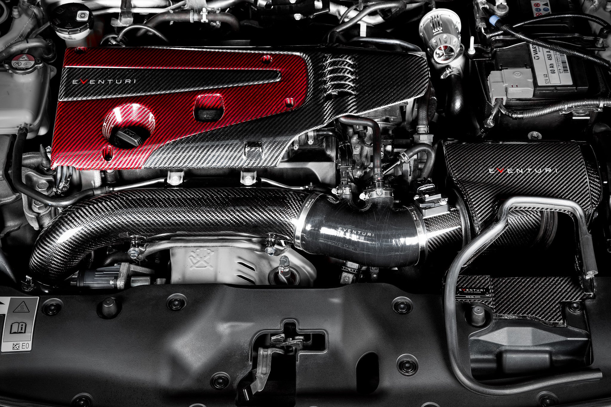 EVENTURI EVE-FK8FK2-ENG Кришка двигуна (карбон) для HONDA Civic Type R (FL5 / FK8 / FK2) Photo-1