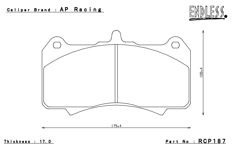 ENDLESS RCP187MX72Plus Гальмівні колодки AP Racing Radi-Cal CP7555D70 (17mm) Photo-0