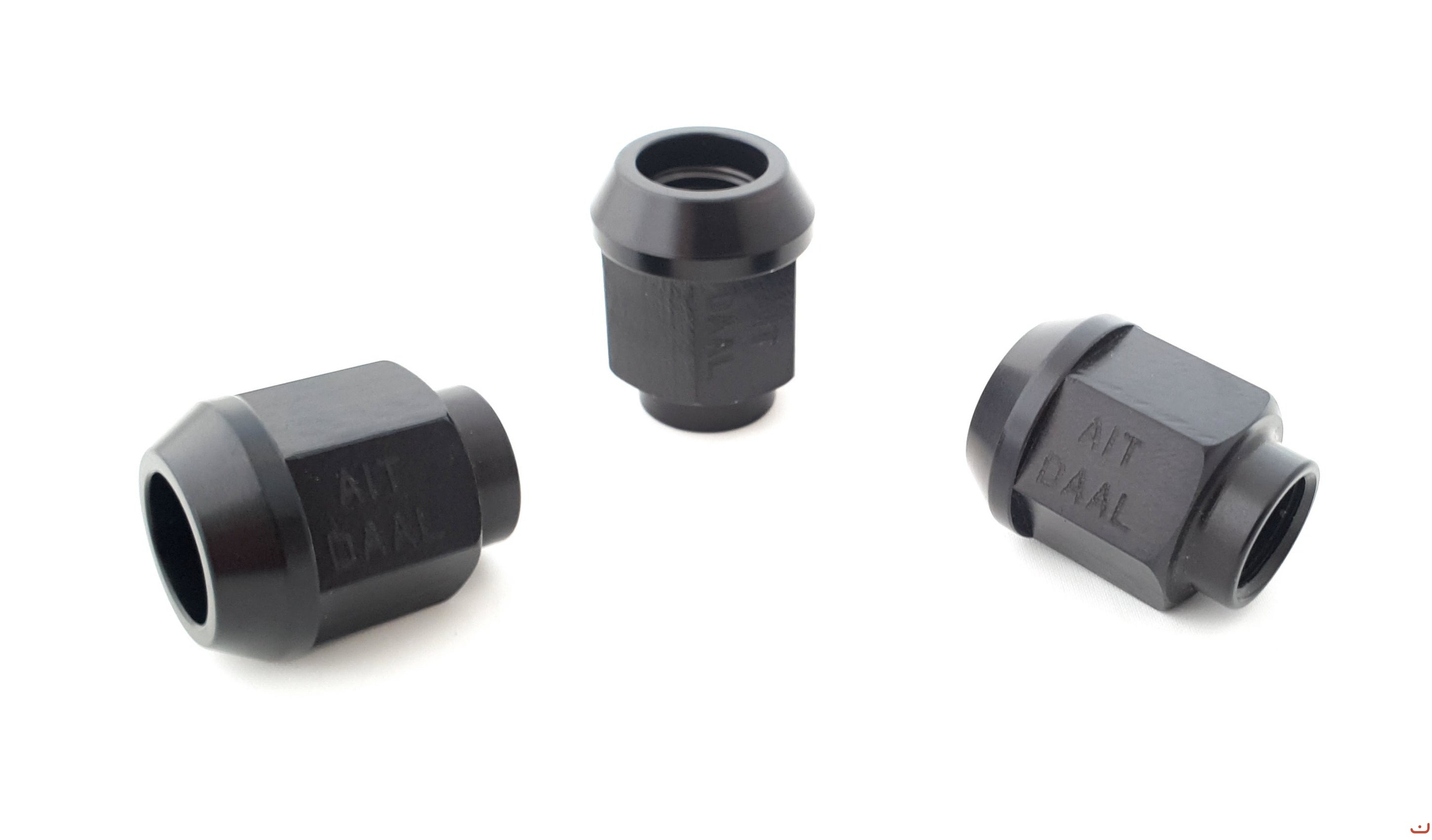 A.I.TECH AIT-DAAL Гайка з алюмінію Ergal 7075 12x1,25, ex 19mm, o.d. 22mm, конічна, повна довжина 27mm, Чорний Photo-1