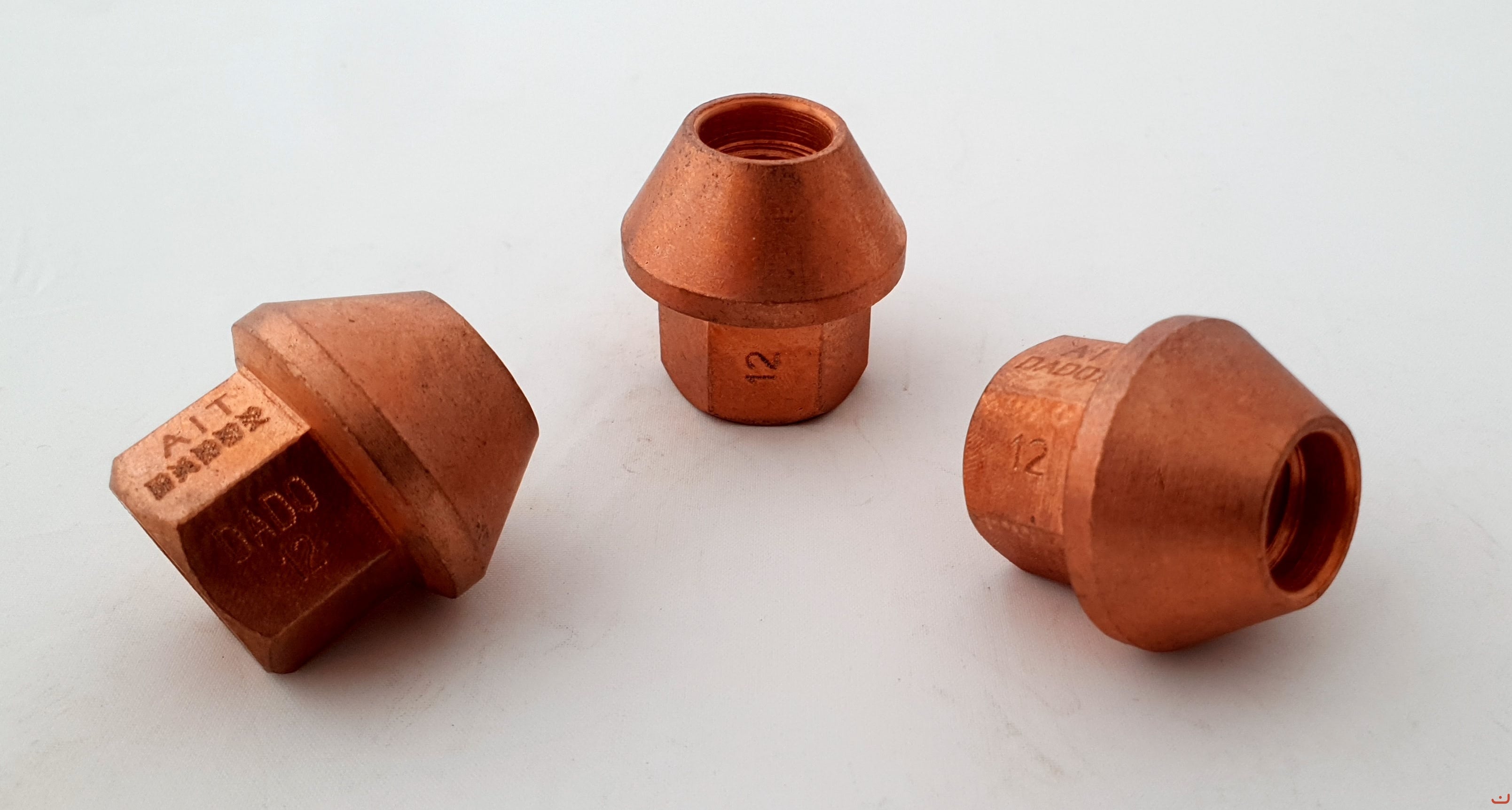 A.I.TECH AIT-DADO-12 Сталева обміднена гайка 12x1,25, ex 19mm, o.d. 28mm, конічна, загальна довжина 28,5mm Photo-1