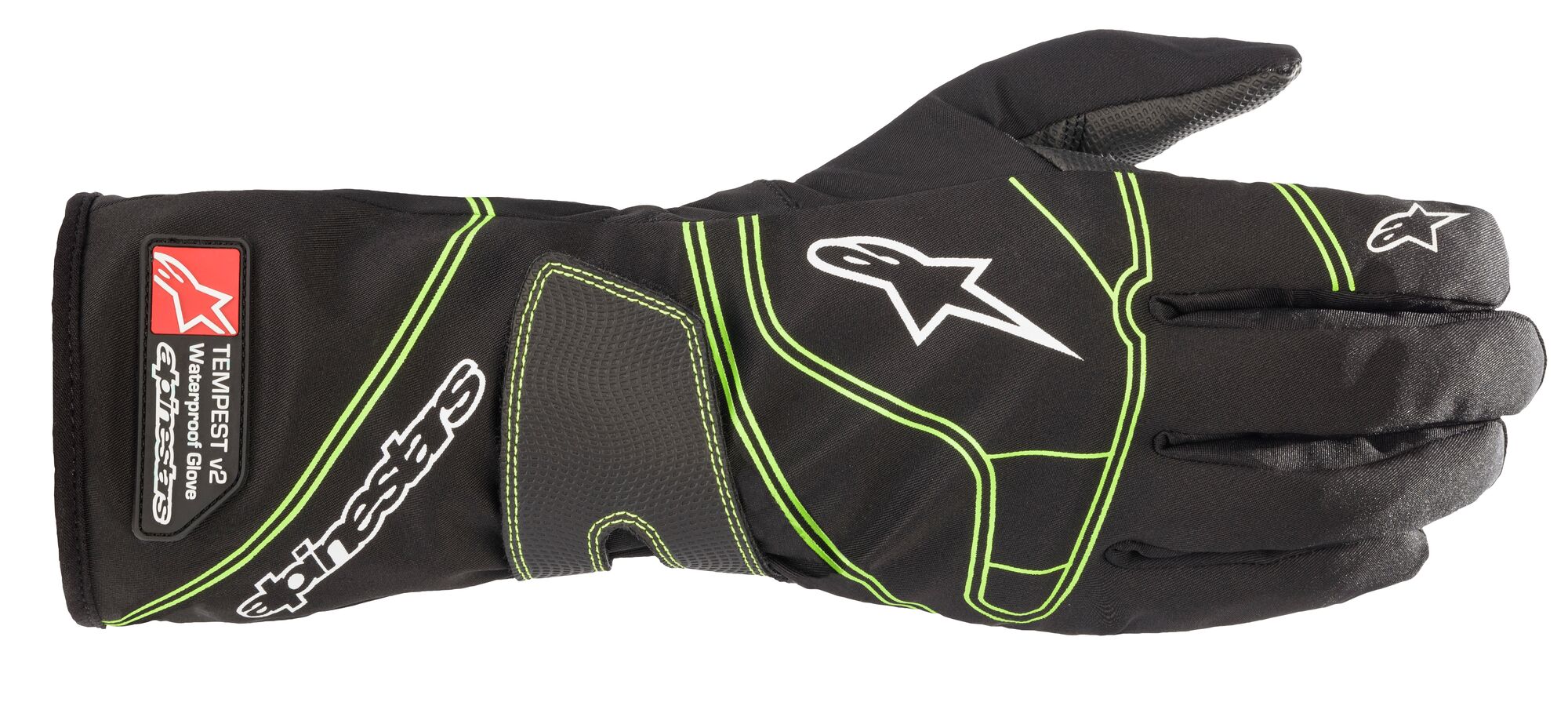 ALPINESTARS 3552321_167_S Рукавички дощові для картингу TEMPEST v2 WP, чорний/флюор. зелений, Розмір S Photo-0