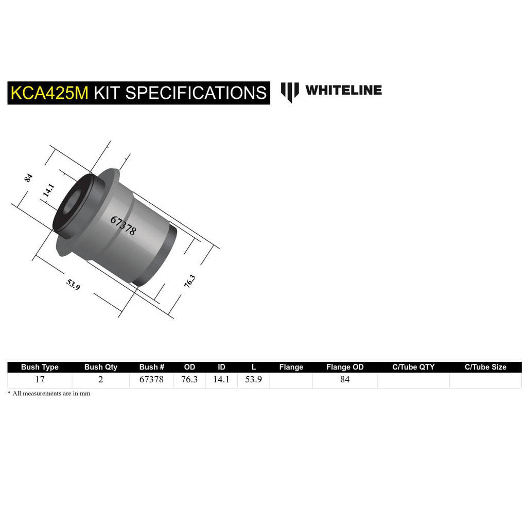 WHITELINE KCA425M Передні нижні внутрішні задні втулки Caster/Anti Lift для Subaru Impreza VA, VB WRX/STI Photo-4