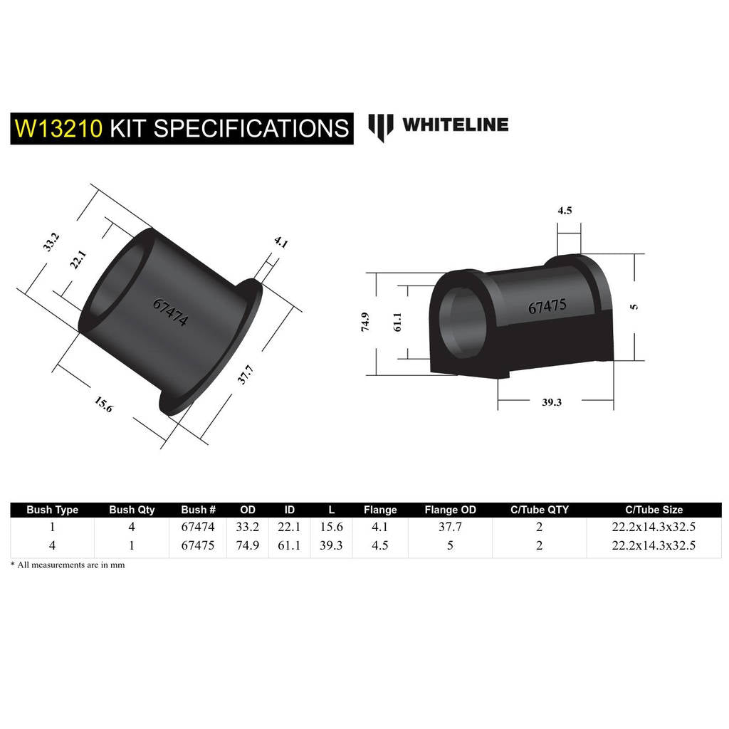 WHITELINE W13210 Втулка кріплення рульової рейки Photo-3