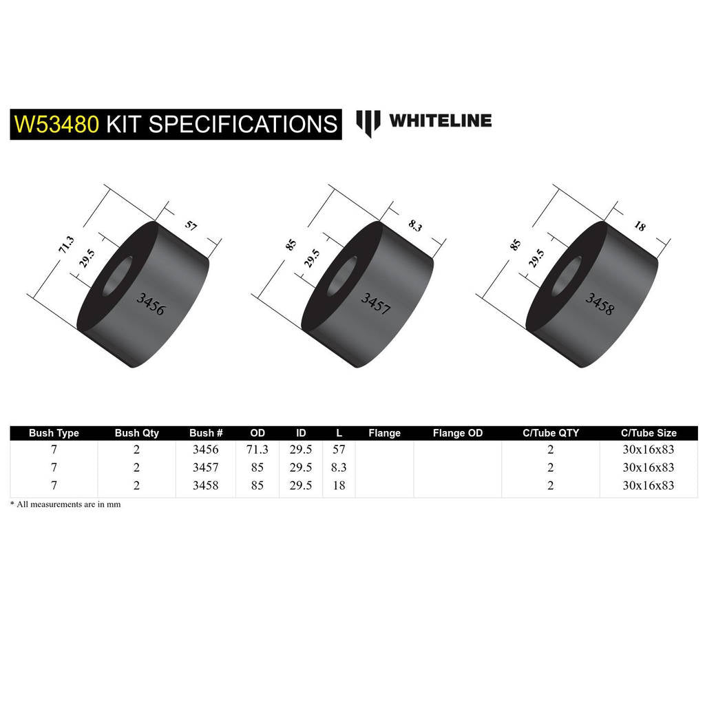 WHITELINE W53480 Комплект внутрішньої задньої втулки переднього нижнього важеля підвіски для Land Rover Discovery/Range Rover Sport Photo-4