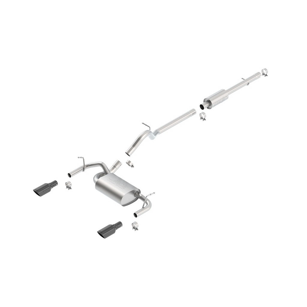 BORLA 140459BC Вихлопна система Cat Back Wrangler 2012- 3.6L 4-doors Black Chrome Tips Photo-0