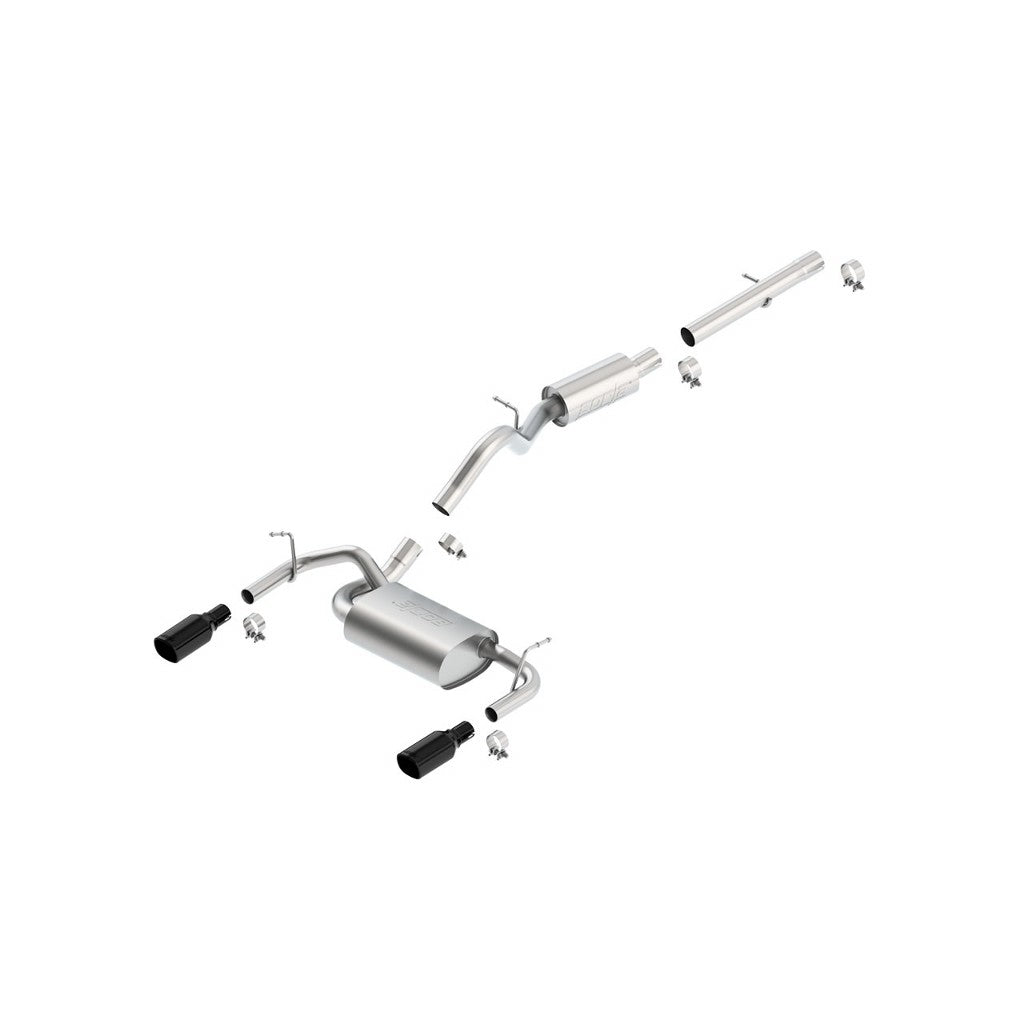 BORLA 140460BC Вихлопна система Cat Back Wrangler 2012- 3.6L 2-doors Black Chrome Tips Photo-0