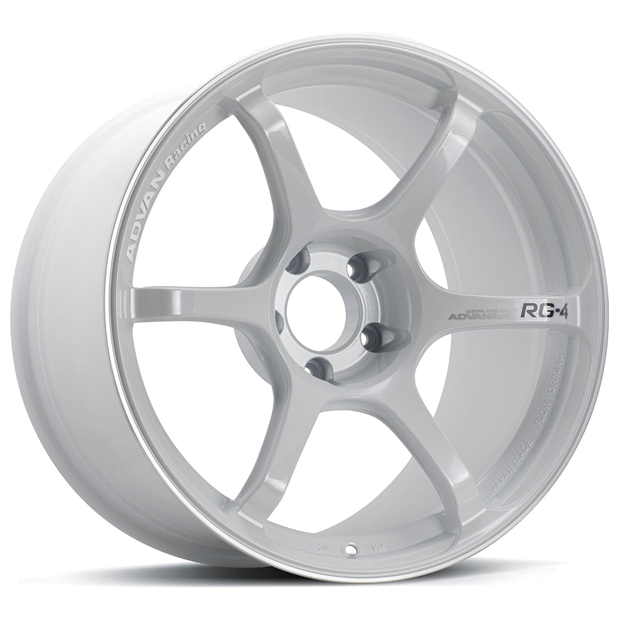 ADVAN YA48I35EWMR колісний диск V5046 RG-4 18x9.0 ET35 5-114. 3 RACING WHITE METALLIC & RING Photo-0