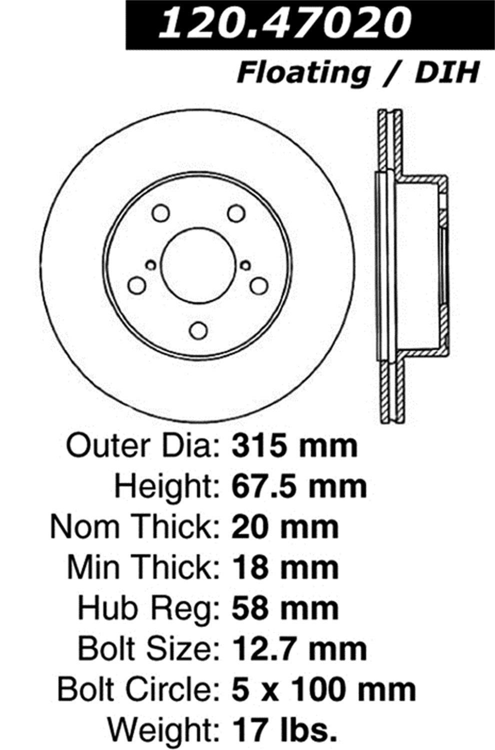STOPTECH 126.47020SL Гальмівний диск задній лівий Sport з насічками для SUBARU IMPREZA STI 2001-2006 (316mm) Photo-2
