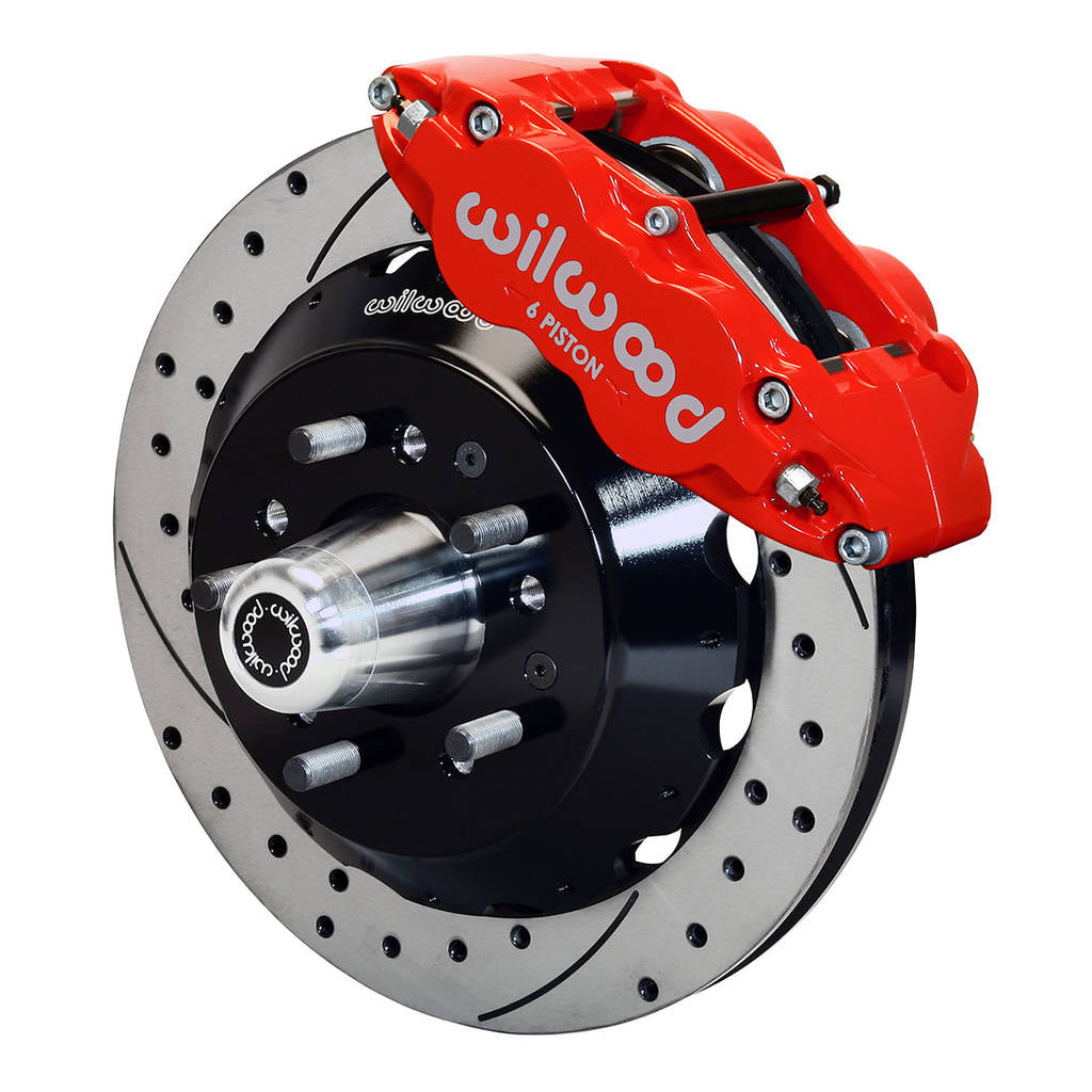 WILWOOD 140-10816-DR Комплект передніх гальм FNSL6R14.00" з перфорацією, червоні Photo-0