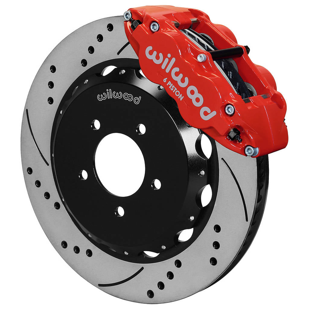 WILWOOD 140-12911-DR Комплект передніх гальм FNSL6R14.00" з перфорацією, червоний Photo-0