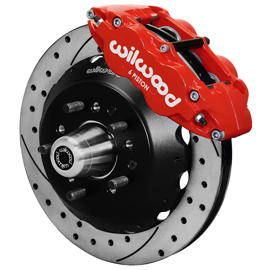 WILWOOD 140-12637-DR Комплект передніх гальм FNSL6R12.88" з перфорацією, червоні Photo-0