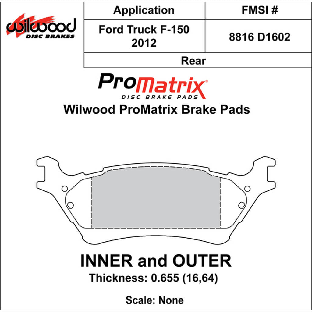 WILWOOD 150-D1602K Гальмівні колодки Promatrix, D1602 Photo-0