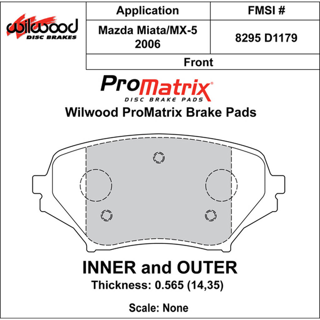 WILWOOD 150-D1179K Гальмівні колодки Promatrix, D1179 Photo-0